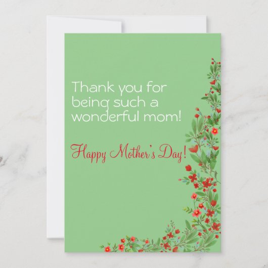 Watercolor bloem moederdag groene vakantiekaart feestdagenkaart (Voorkant)