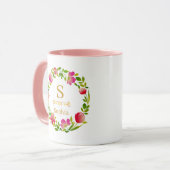 Watercolor Bloem Monogram I Op Maat Gemaakte Goude Mok (Voorkant links)
