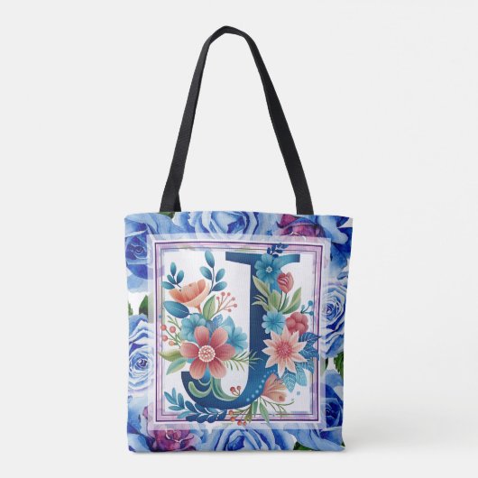 Watercolor Bloem Monogram Letter J Tote Bag (Achterkant)