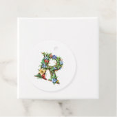 Watercolor Bloem Monogram R Bedankjes Labels (In situ)