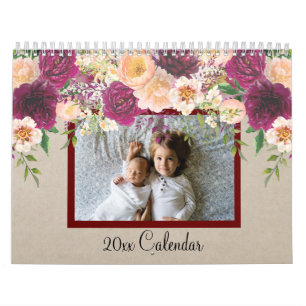 Watercolor Bloem Mooie Familie Foto Kalender