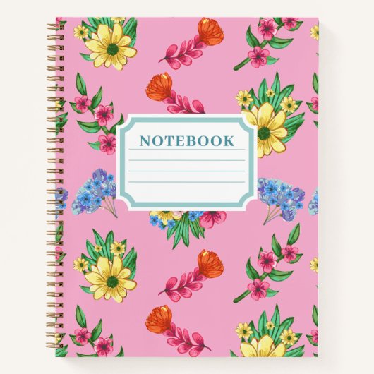 Watercolor Bloem Motief Notitieboek (Voorkant)