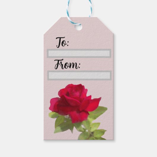 Watercolor bloem roos Cadeaubijsluiter Cadeaulabel (Voorkant)
