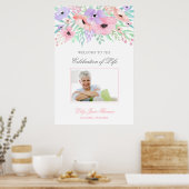 Watercolor Bloem Rouwdienst Welkomstbord - 24 x 36 Poster (Keuken)