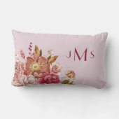 Watercolor Bloem Roze Monogram Kussen (Achterkant)