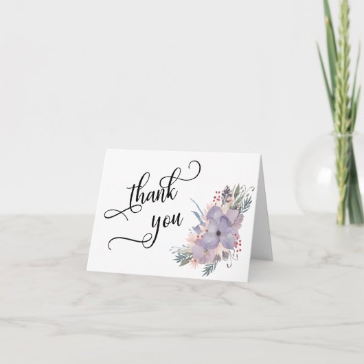 Watercolor Bloem Script Typografie Dank Je Wel Bedankkaart (Voorkant)