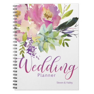 Watercolor Bloem Succulent Trouwplanner Notitieboek
