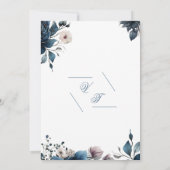 Watercolor bloemboeket navyblauw Save The Date  Kaart (Achterkant)