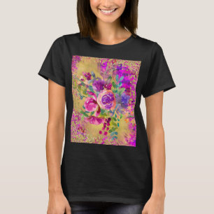 Watercolor Bloemboeket op Frambozenroze T-shirt