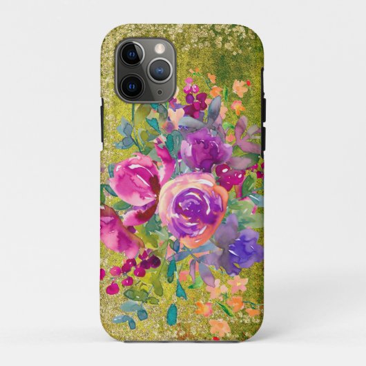 Watercolor Bloemboeket op roestig groen Case-Mate iPhone Case (Achterkant)