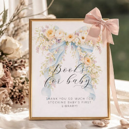 Watercolor bloemboog babyshower boeken voor baby poster