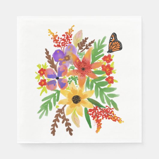 Watercolor Bloemen 02 servetten van papier (Voorkant)