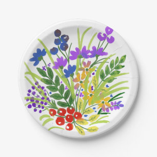 Watercolor Bloemen 05 Aangepaste Papieren Borden 1 Bordje