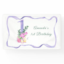 Watercolor bloemen 1e verjaardagsfeestje