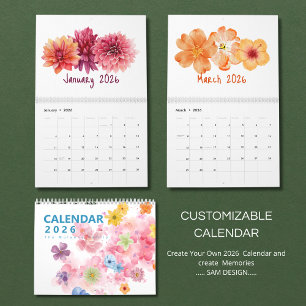 Watercolor Bloemen 2026 Kalender Elegante Bloeme