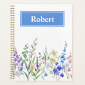 Watercolor Bloemen Aangepaste Naam Planner Hoes On (Voorkant)