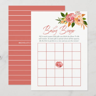 Watercolor bloemen Baby Shower Baby Bingo Kaart