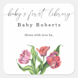 Watercolor bloemen - Baby's eerste bibliotheek Vierkante Sticker