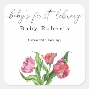 Watercolor bloemen - Baby's eerste bibliotheek Vierkante Sticker