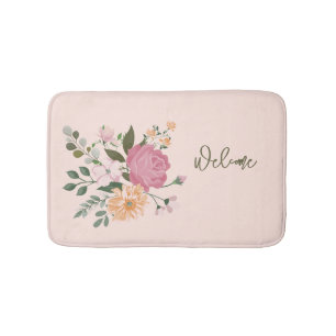 Watercolor bloemen badmat