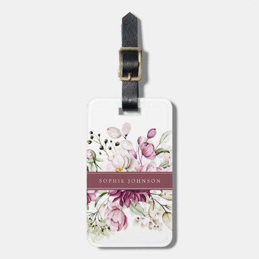 Watercolor Bloemen Bagage Labels (Voorkant verticaal)