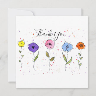 Watercolor Bloemen Bedankkaart