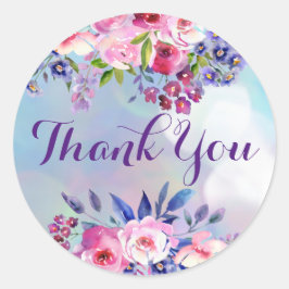 Watercolor Bloemen Bedankt Ronde Stickers