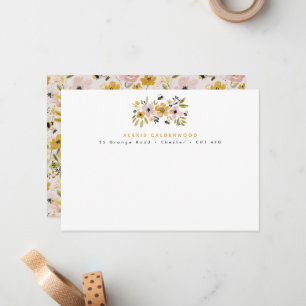 Watercolor Bloemen & Bijen Persoonlijk Notitiekaartje