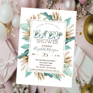 Watercolor Bloemen Bladeren Baby Shower Kaart