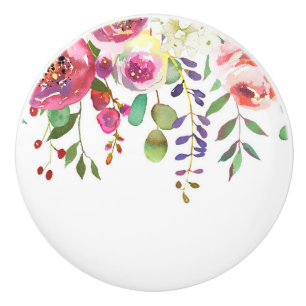 Watercolor Bloemen Bloemen Modern Kleurrijk Kracht Keramische Knop