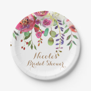 Watercolor Bloemen Bloemen Modern Kleurrijke Trouw Papieren Bordje