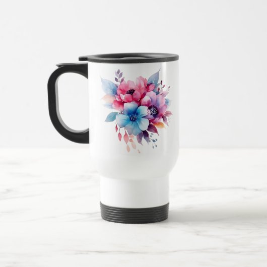 Watercolor Bloemen Bloemontwerp Reisbeker (Links)