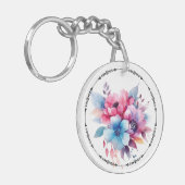 Watercolor Bloemen Bloemontwerp Sleutelhanger (Voorkant Links)