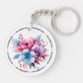 Watercolor Bloemen Bloemontwerp Sleutelhanger (Achterkant)