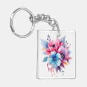 Watercolor Bloemen Bloemontwerp Sleutelhanger (Voorkant Links)