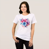 Watercolor Bloemen Bloemontwerp Tri-Blend Shirt (Voorkant volledig)