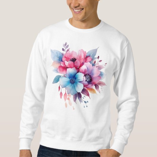 Watercolor Bloemen Bloemontwerp Trui (Voorkant)
