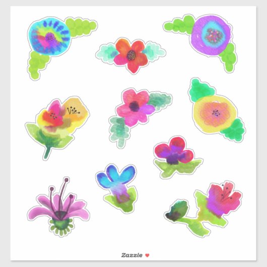 Watercolor Bloemen Boho Stijl Sticker (Vel)
