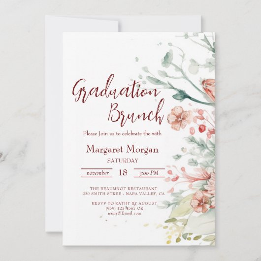Watercolor Bloemen Bruids Brunch Uitnodiging (Voorkant)