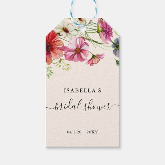 Watercolor Bloemen Bruidsdiner Cadeaulabel (Voorkant)