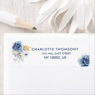 Watercolor Bloemen Bruidsdiner Retouradres Etiket