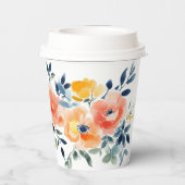 Watercolor Bloemen Bruidsdouche Aangepast Papieren Bekers (Achterkant)