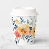 Watercolor Bloemen Bruidsdouche Aangepast Papieren Bekers (Voorkant)