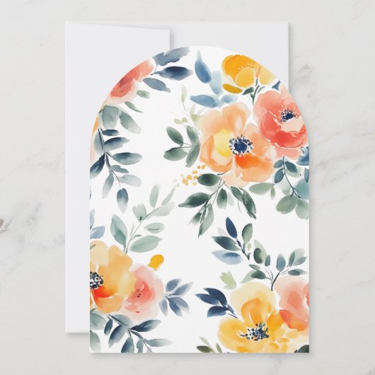 Watercolor Bloemen Bruidsdouche Aangepaste Boog Kaart (Achterkant)