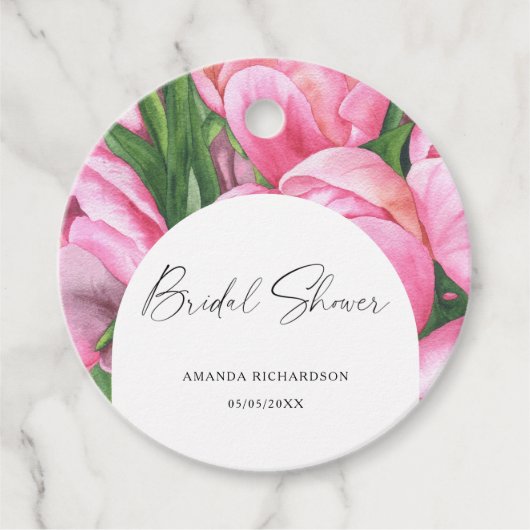 Watercolor bloemen - bruidsfeest bedankjes labels (Voorkant)