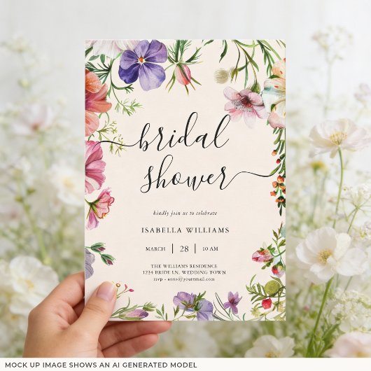 Watercolor Bloemen Bruidsfeest Kaart
