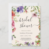Watercolor Bloemen Bruidsfeest Kaart (Voorkant)
