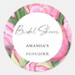 Watercolor bloemen - bruidsfeest ronde sticker
