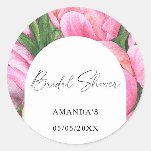 Watercolor bloemen - bruidsmeisjesfeest ronde sticker (Voorkant)