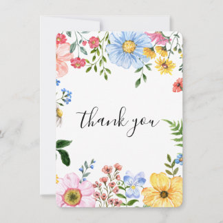 watercolor bloemen Bruiloft Bedankkaart